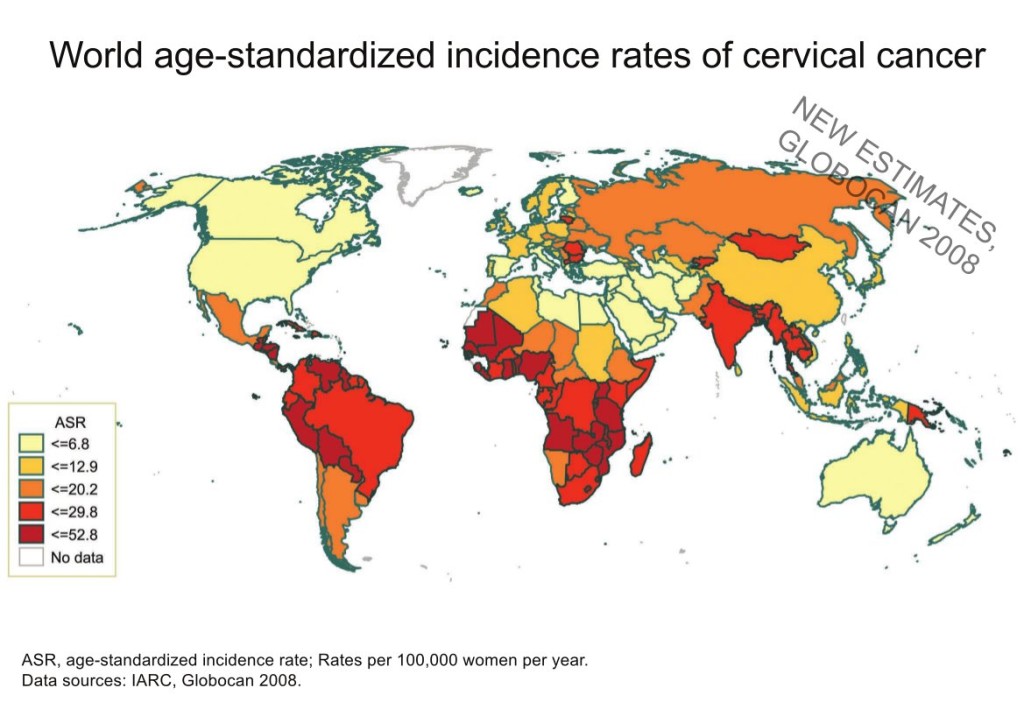 WHO World age-standardised incidence rates of cervical cancer
